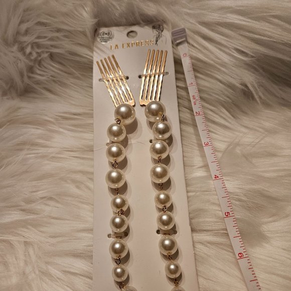 New (2) Large Pink Satin Hair Bow and Pearl Clip Decoration - Picture 4 of 8